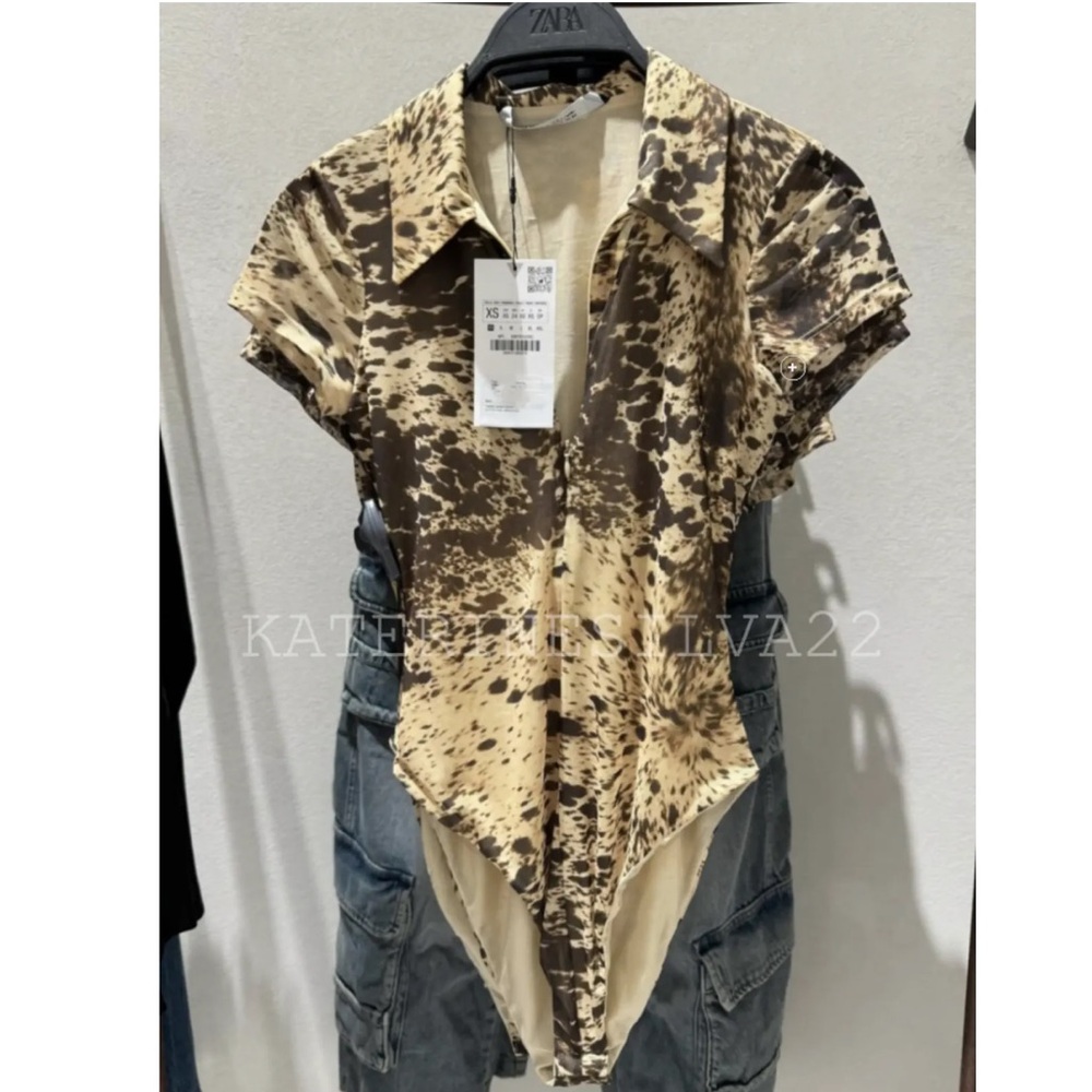 Size XXL | Zara | Printed Zipper Front Body Suit